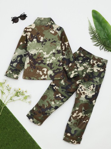 Kid Girls Boys Military Suits Amry Training Uniforms Camouflage Top and Pants - Picture 31 of 50