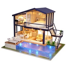 DIY Wooden Dollhouse Kit Miniature Furniture 3D Puzzle House Kit Creative Gift