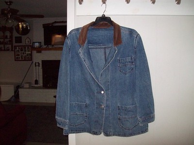 Vintage Lee Denim Womens Unlined Jacket Riveted Corduroy Collar Size ...