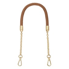 62cm/24.4" PU Leather Braided Purse Strap Coffee, Light Gold Buckle 