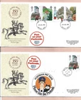 GB 350th ANNIVERSARY OF ROYAL MAIL 2 CVRS  (1 IS FDC) WITH POSTCODE PROMOs