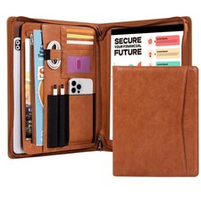 Calfinder Leather Padfolio with Zipper, Padfolio for Women,Business Portfolio...
