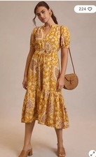 NWOT Anthropologie size XL puff sleeve midi dress ties in waist floral print