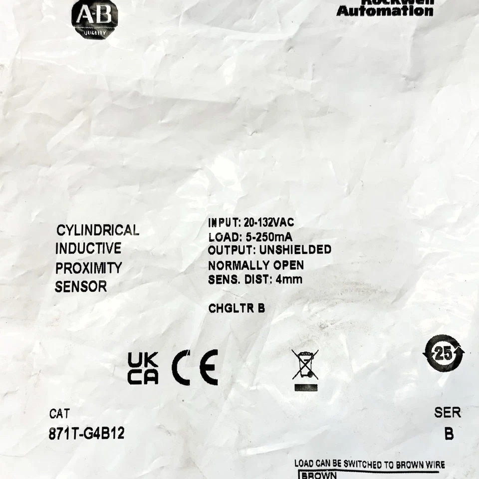 Allen Bradley 871T-G4B12 Cylindrical Inductive Proximity Sensor 20-132V - Image 2 of 3