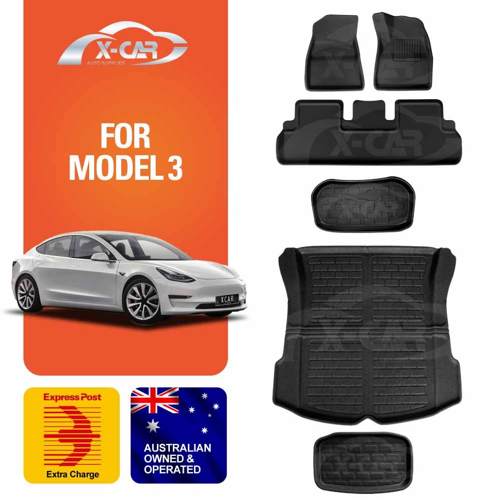 Floor Mats Boot Liner for Tesla Model 3 2019-23 Heavy Duty XPE Cargo Trunk Cover