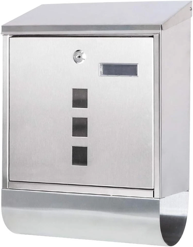 Stylish Stainless Steel Mailbox with Newspaper Compartment - Image 3 of 4