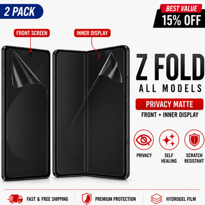 Samsung Galaxy Z Fold 7 6 5 4 3 Privacy Matte Screen Protector Front + Inner