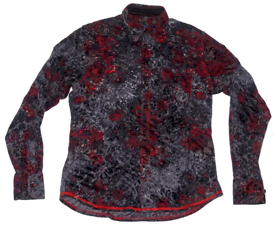 Georg Roth Long Sleeve Button Front Velvet Abstract Dress Shirt Size Medium - Image 3 of 4