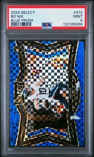 2024 Panini Select Field Level Blue Prizm /75 Bo Nix #472 PSA 9 Denver Broncos