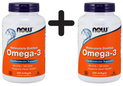 2 x NOW Foods Omega-3 Molecularly Distilled Fish Oil - 200 (102,48 EUR/kg)