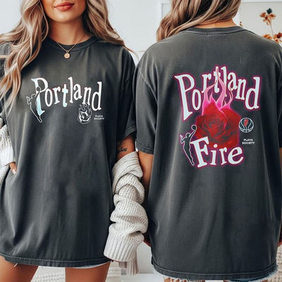 #ad Portland Fire Burning Rose 2025 T Shirt $29.95