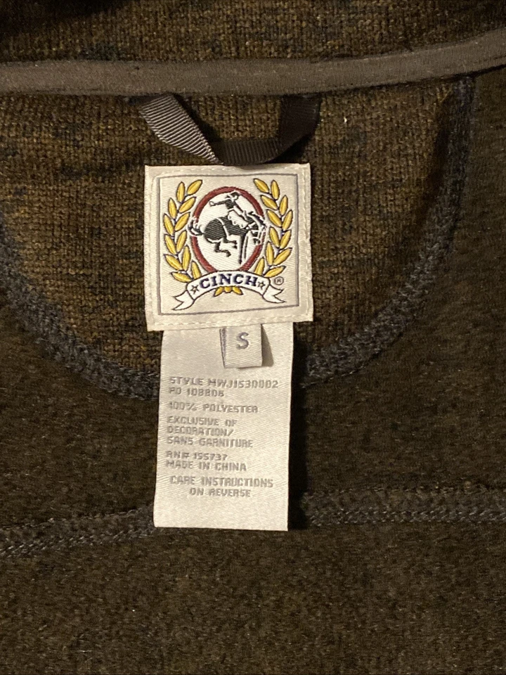 Cinch Textured Bonded Jacket Brown Fleece Lined Men S Full Zip Western Cowboy - Image 4 of 4