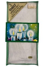 Vintage Handcraft 3 White Embroidered Men's Handkerchiefs in Original Box