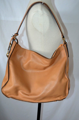 Carpisa Vera Pelle Tan Hobo Shoulder Bag Italy Soft Leather Turtle Purse Charm