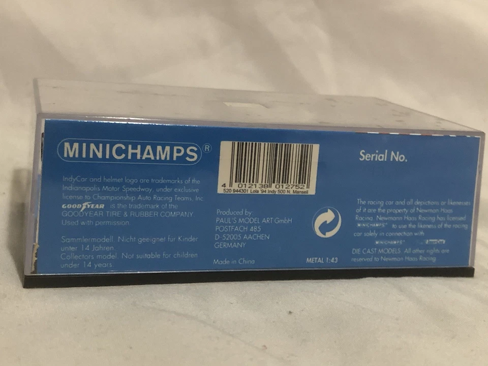 Minichamps Nigel Mansell Lola T94 Ford 1:43 scale 1994 Indy Car World Series - Image 4 of 4