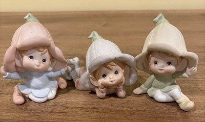 Homco Porcelain Bisque 3 Pixie Elf Model Number 5615. Made In Japan