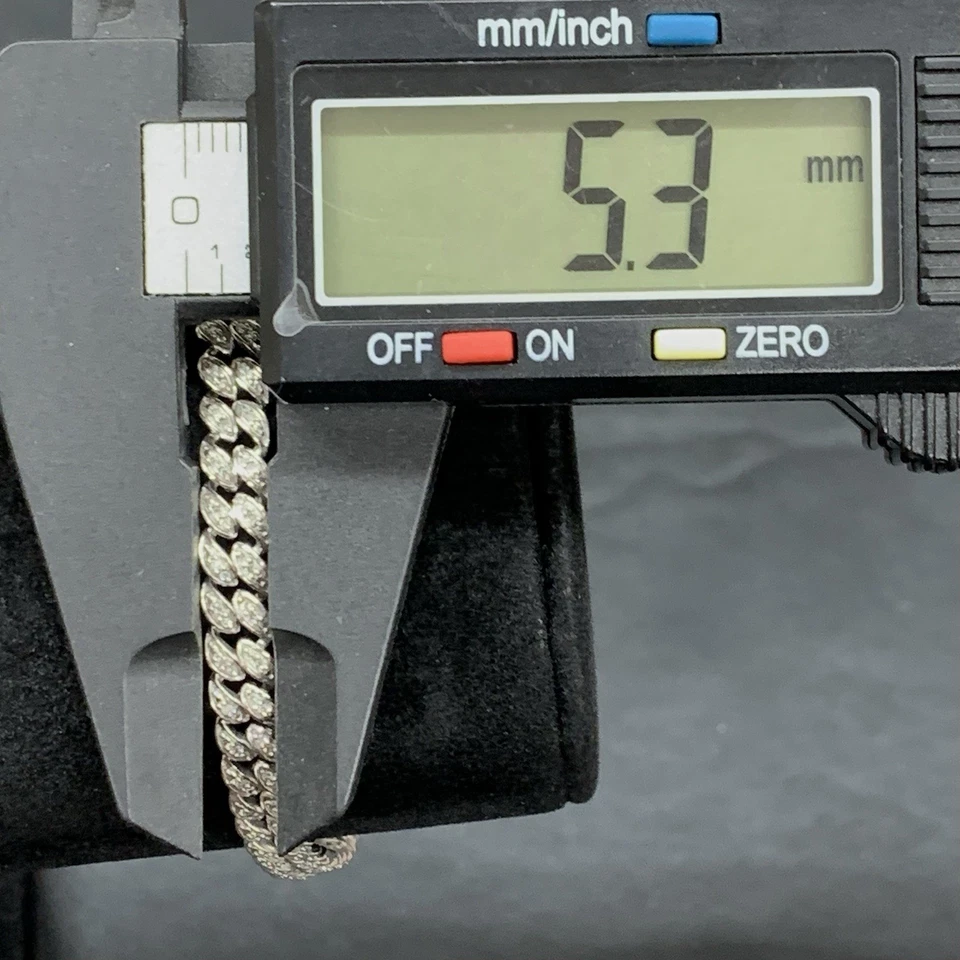 Pulseira cubana de ouro branco 10k 0,50 quilates diamante Miami Link Pave 5 mm 7,5” 9,7 g JWBR - Imagem 4 de 4