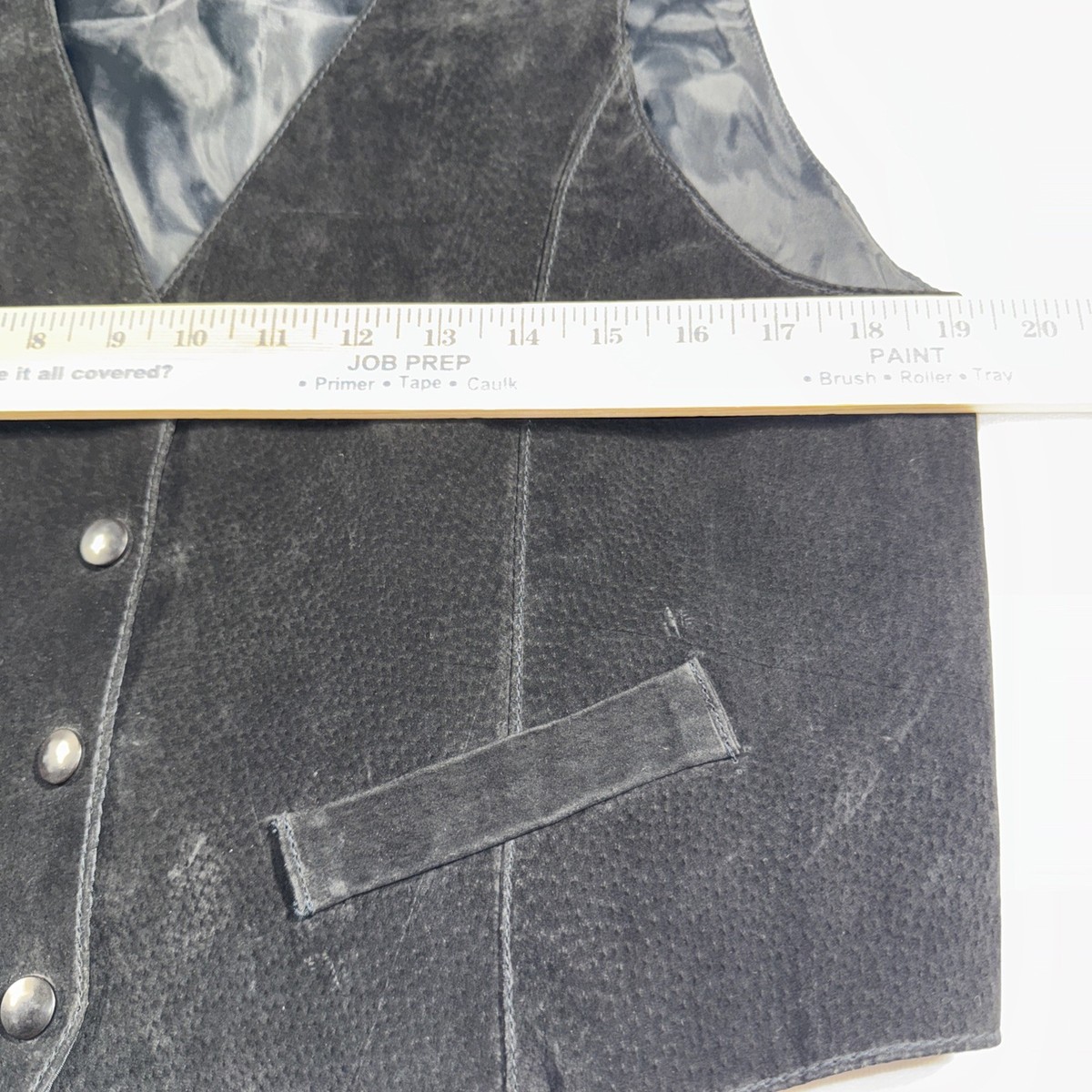 M.J.Carroll Vest L Black Leather Western Rodeo Bohemian 