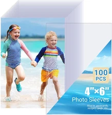 4X6 Photo Sleeves (100 Pack) – Top Loading Sheet Protectors, Archival Safe & Wat