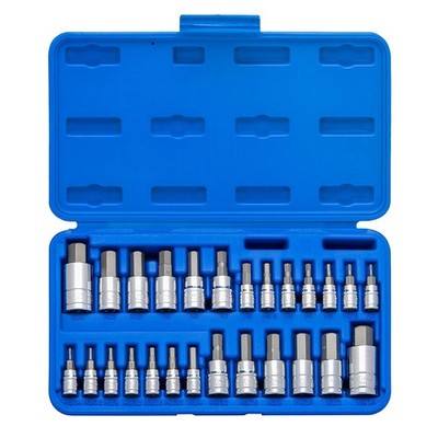Neiko 01144A Tamper-Proof Hex Bit Socket Set, 26 Pieces | SAE 26 Piece