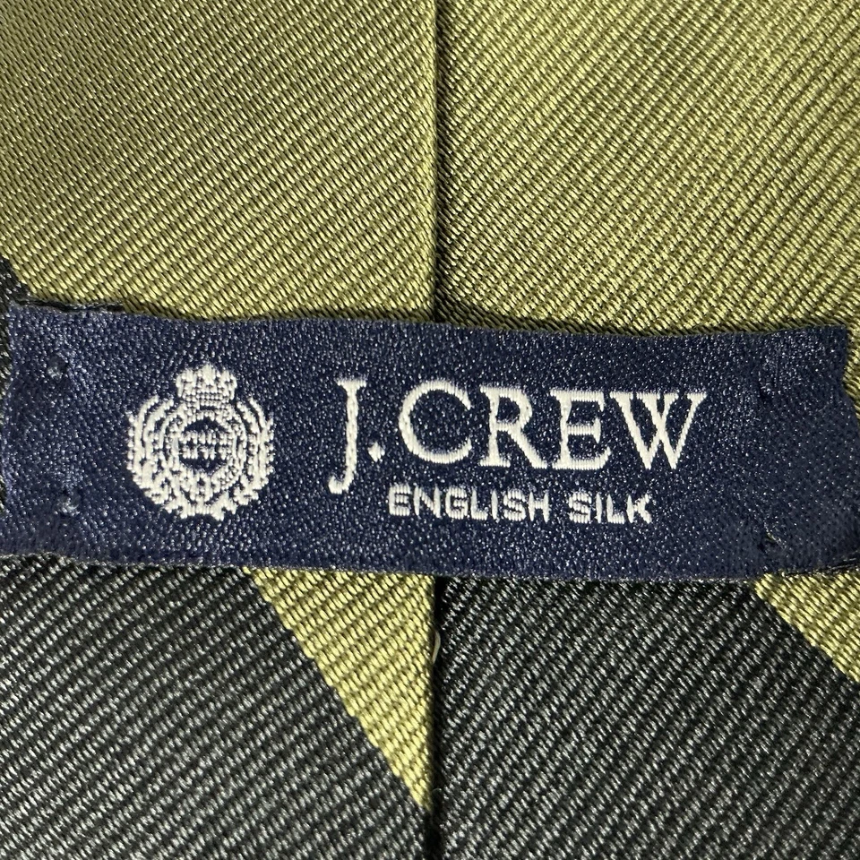 J. Corbata Crew 100 % seda a rayas negras y verdes, 2 7/8” x 59 3/4” Hecha en EE. UU. Foto 3 de 4