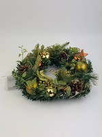 Weihnachtskranz Deko Kranz GrüN Gold Mit Kugeln Zapfen Und Led Lichterkette
