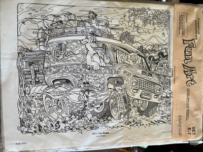 2 Pk Vtg 1976 Doodle 11 x14  Poster Art To Color John Pickle Darrel Millsap