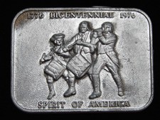PG13140 VINTAGE 1976  BICENTENNIAL SPIRIT OF AMERICA  PATRIOTIC BELT BUCKLE