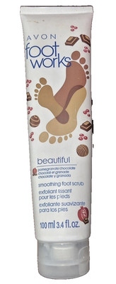 NEW RARE! AVON Foot Works Smoothing Foot Scrub Pomegranate Chocolate 3.4oz    
