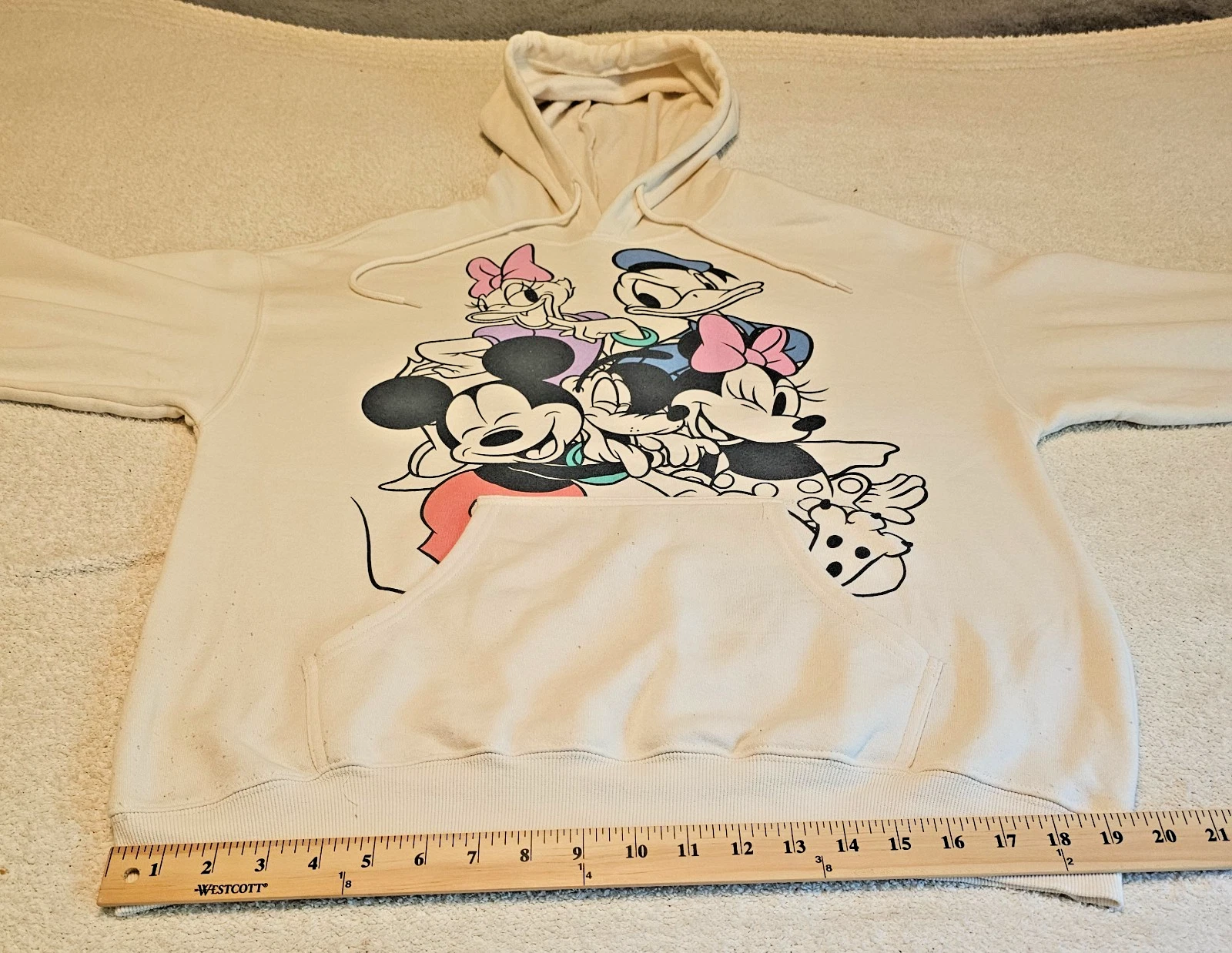 OFF WHITE Felpa con cappuccio e zip intera panna pile Disney and Friends donna super morbida taglia large
