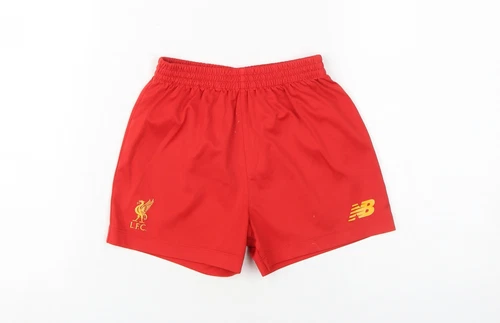 Pantaloncini da calcio sportivi New Balance rosso ragazzo 4 5 anni
