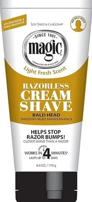 Magic Razorless Smooth Shaving Cream For Bald Head Light Fresh Scent Gold 6 oz
