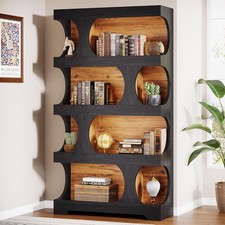 71" Tall Bookcase, 4-Tier Large Bookshelf with Open Display Rack for Living Room
