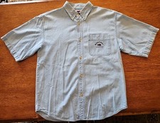 Vintage Bugle Boy Classic Stonewash Blue Denim Shirt Men's Large Short Sleeve