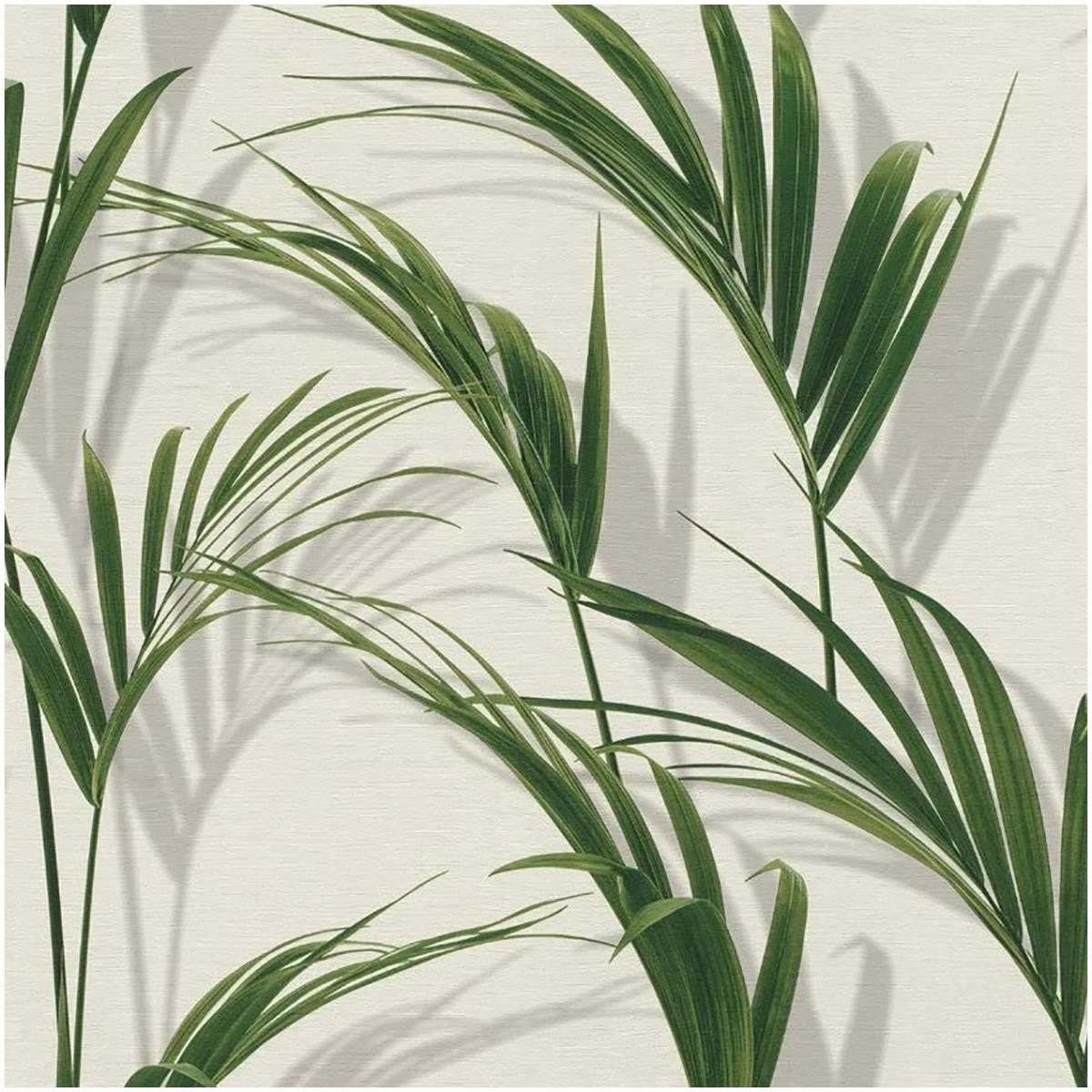 Shadow Palm Leaf Wallpaper White Green Textured Paste The Wall Tropical Vinyl