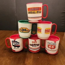 Vtg Coffee Club 80s Plastic Mug Cup Whirley USA Lot Burger King Phillips 66 