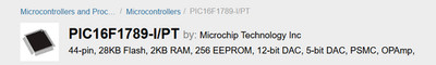 Microchip Part # PIC16F1789-I/PT NEW/UN-USED 44-pin, 28KB Flash, 2KB RAM