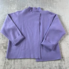 Herman Geist Cardigan Jacket Womens XL Purple Wool Minimalist Preppy Luxury