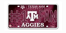 Texas A M Aggies 1 Fan License Plate Metal Auto Tag Car Truck Decor Rico New