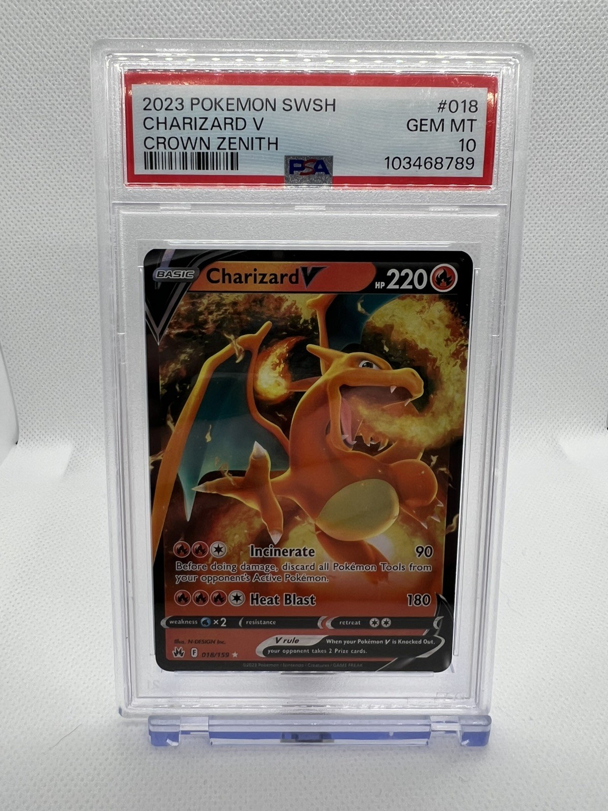 Pokémon TCG Crown Zenith 2023 Charizard V  Holo Card PSA 10 Mint #018/159