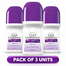 Avon Cool Confidence Roll-On Anti-Perspirant Deodorant 2.6 oz 75ml Pack of 3