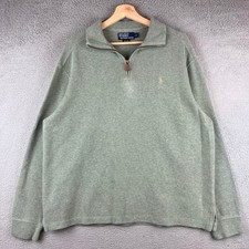Polo Ralph Lauren Mens Quarter Zip Pullover Sweatshirt Green Size L Cotton