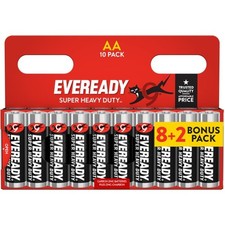 Eveready AA Batteries 10 Pack 1.5V Heavy Duty LR6 Double A Batteries 0.35 per battery