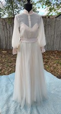 ts couture Vintage Wedding dress Champagne Rose Off White High Neck New Old