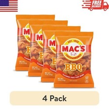 Mac's BBQ Chicharrones Pork Rinds Pork Skins 4 oz Bags 4 Pack Crunchy Snack