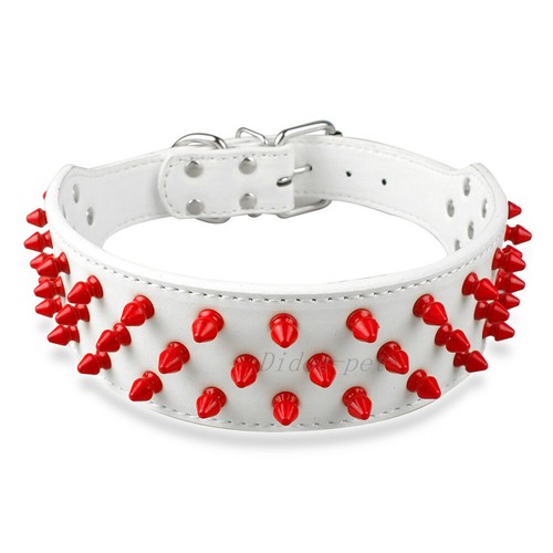 Spiked Studded PU Leather Dog Collars for Medium Large Breed Rottweiler Pit Bull - Picture 2 of 22