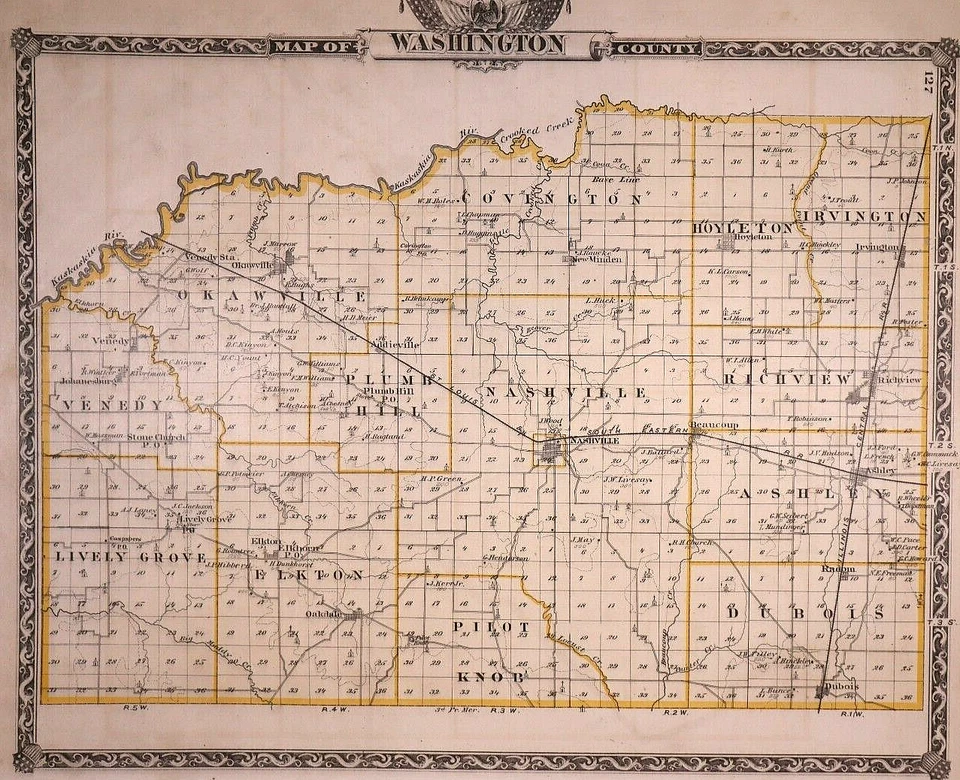 1876 Plat Atlas Mapa ~ St CLAIR Co.- BELLEVILLE, ILLINOIS / WASHINGTON ao contrário - Imagem 2 de 4