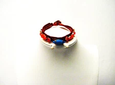 Woven Natural Colors w/Crystal/Faceted Bezel Boho Ethnic  Bead Bracelet