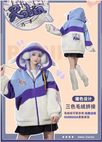 Honkai: Star Rail Robin Jacke Unisex Mantel Hoodie Zipper Kapuze Pelzmantel - Bild 20 von 29