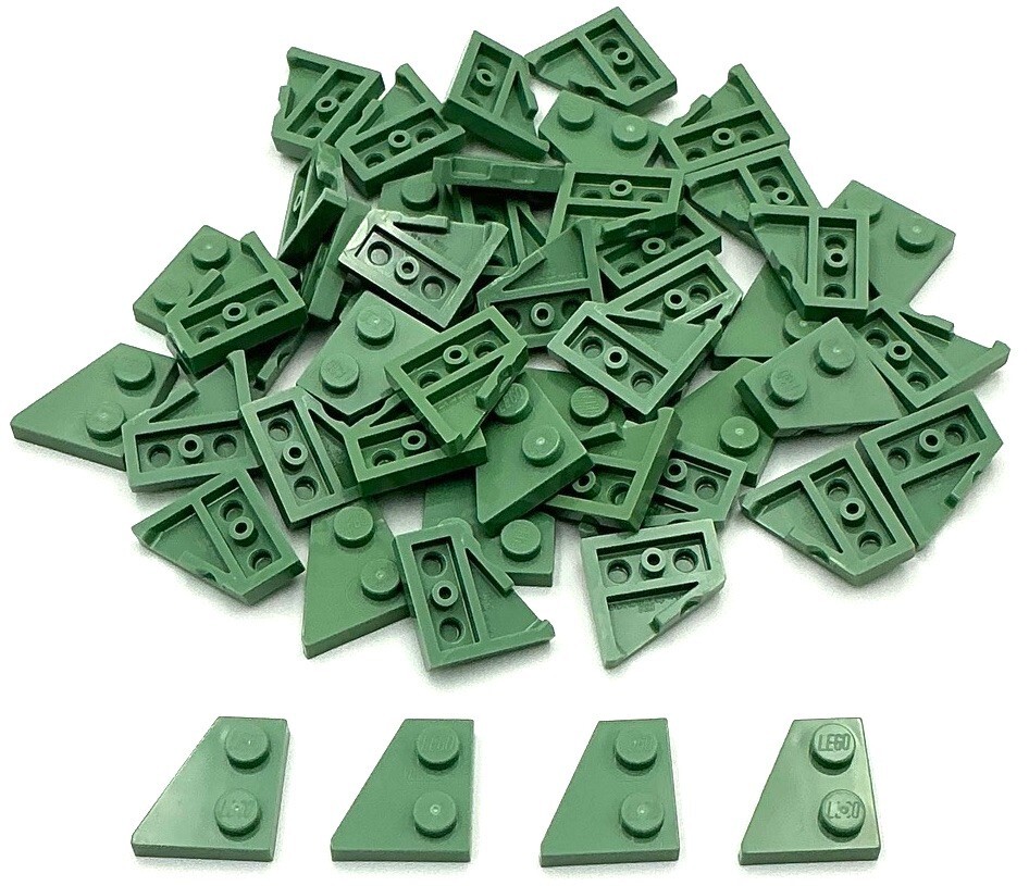 Lego 50 New Sand Green Wedge Plates 2 x 2 Right Parts